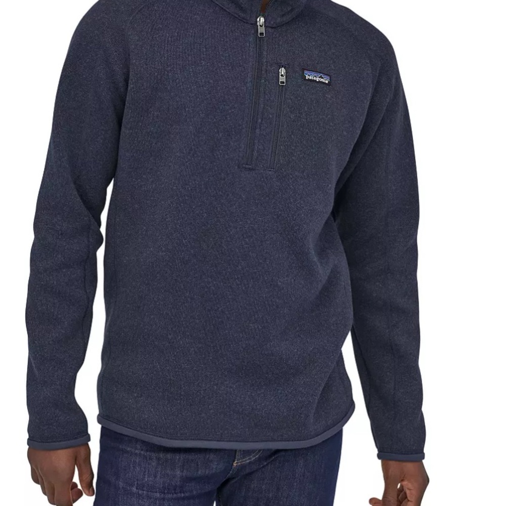 Patagonia men’s better sweater quarter zip fleece in navy blue, xs